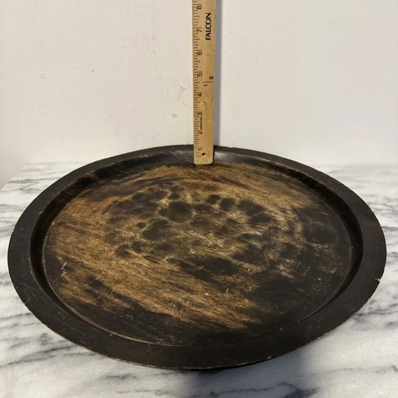 Rustic Wooden Round Tray 15” D aged solid wood - Picture 7 of 7